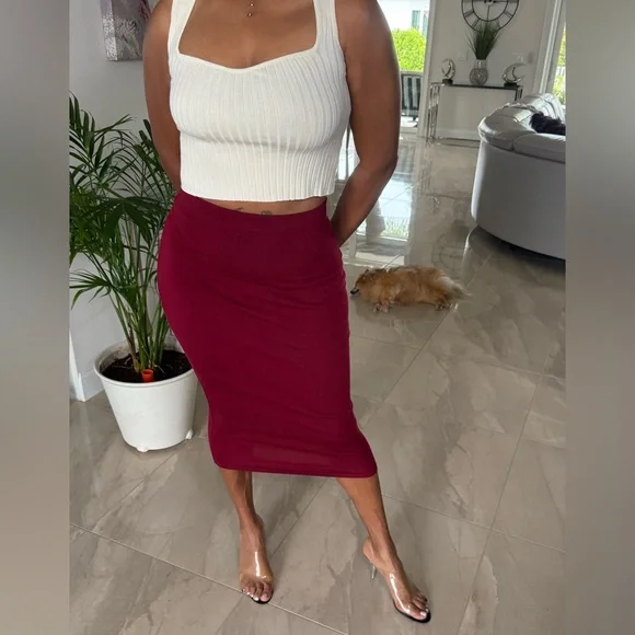 JLUXLABEL Burgundy Midi Skirt - Picture 3 of 3